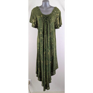 New Advance Apparels Free size or One Size Dress greens embroidered hippie 2781